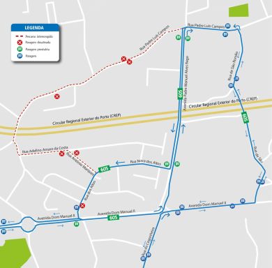 LINHA 605 - ALTERAÇÃO DE PERCURSO - OBRAS - R. PADRE LUÍS CAMPOS - MAIAq